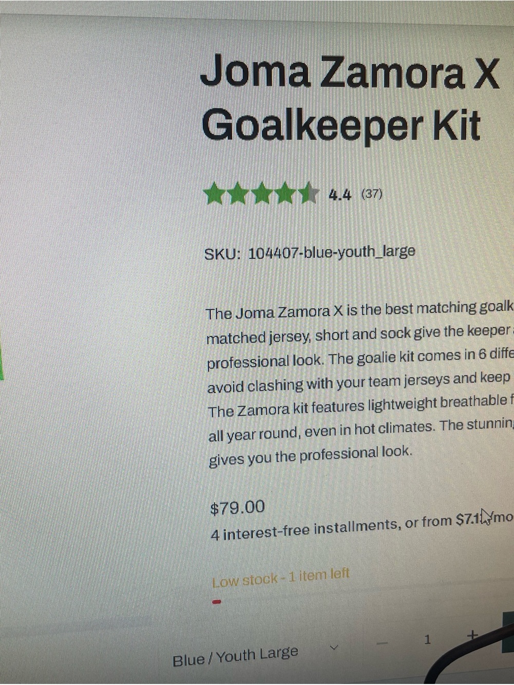 Joma Zamora X Goalkeeper Set- Jersey, shorts, socks- blue set